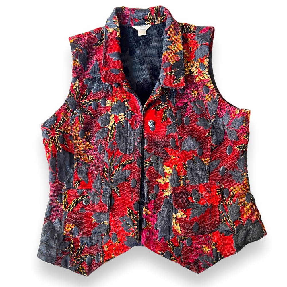 Crimson and black brocade vest